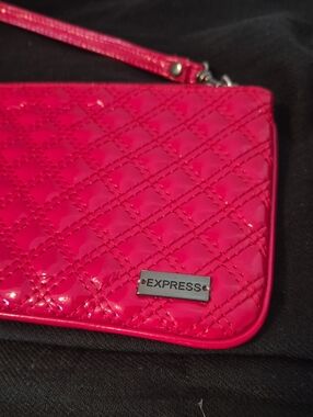 Express Quilted Patent Pink Phone Wristlet